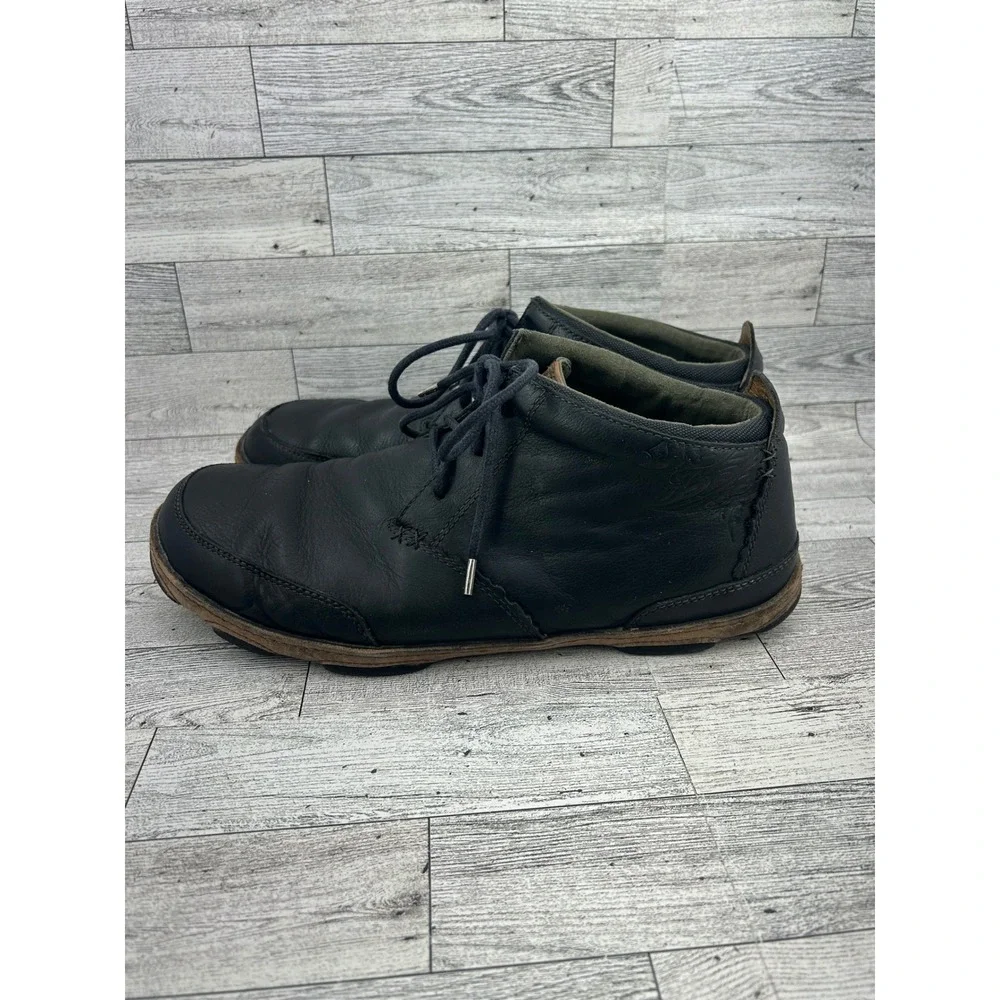Olukai Kamuela Mens Black Leather Chukka Boots‎ Size 11 10131-4033